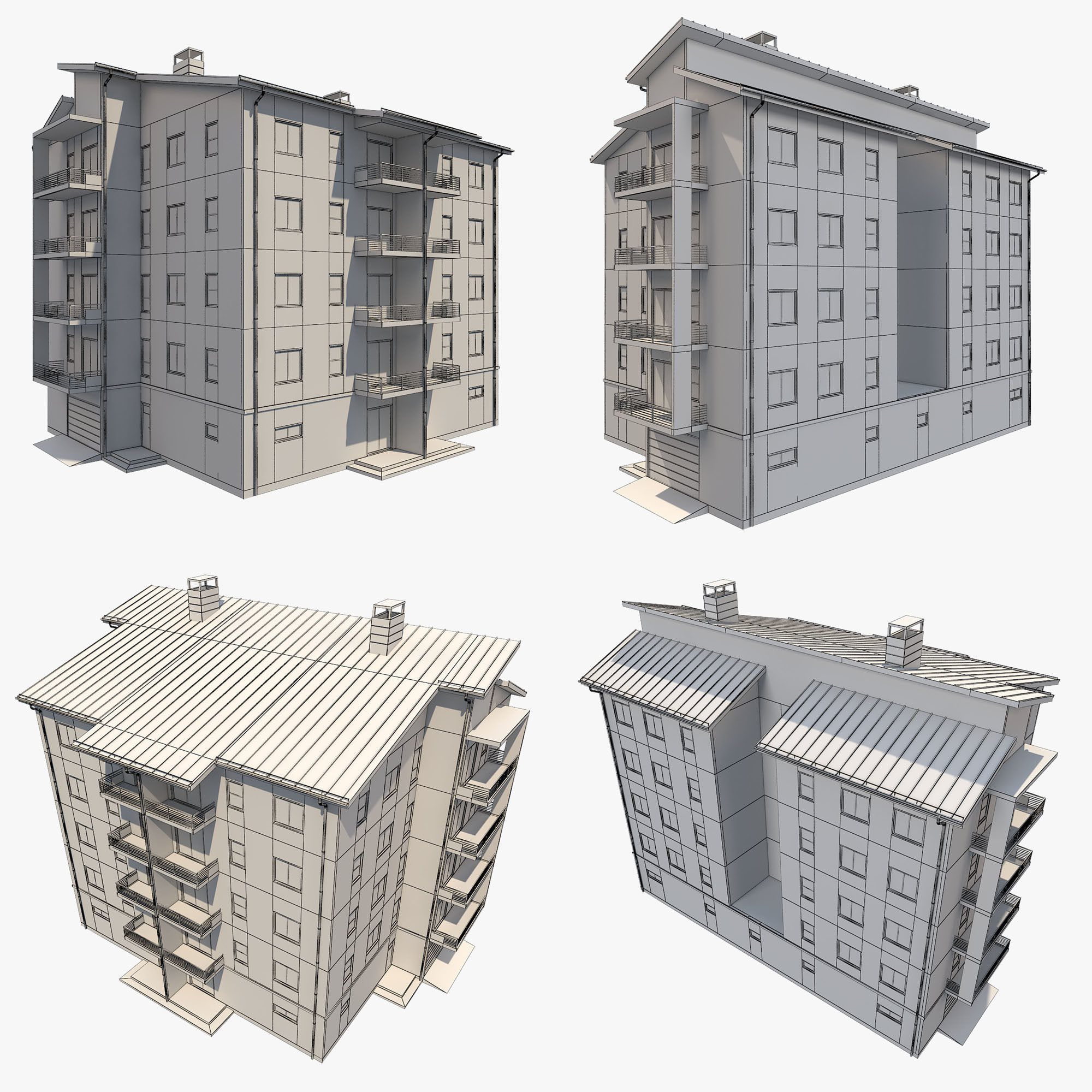 Apartment Building 10 3D model_8