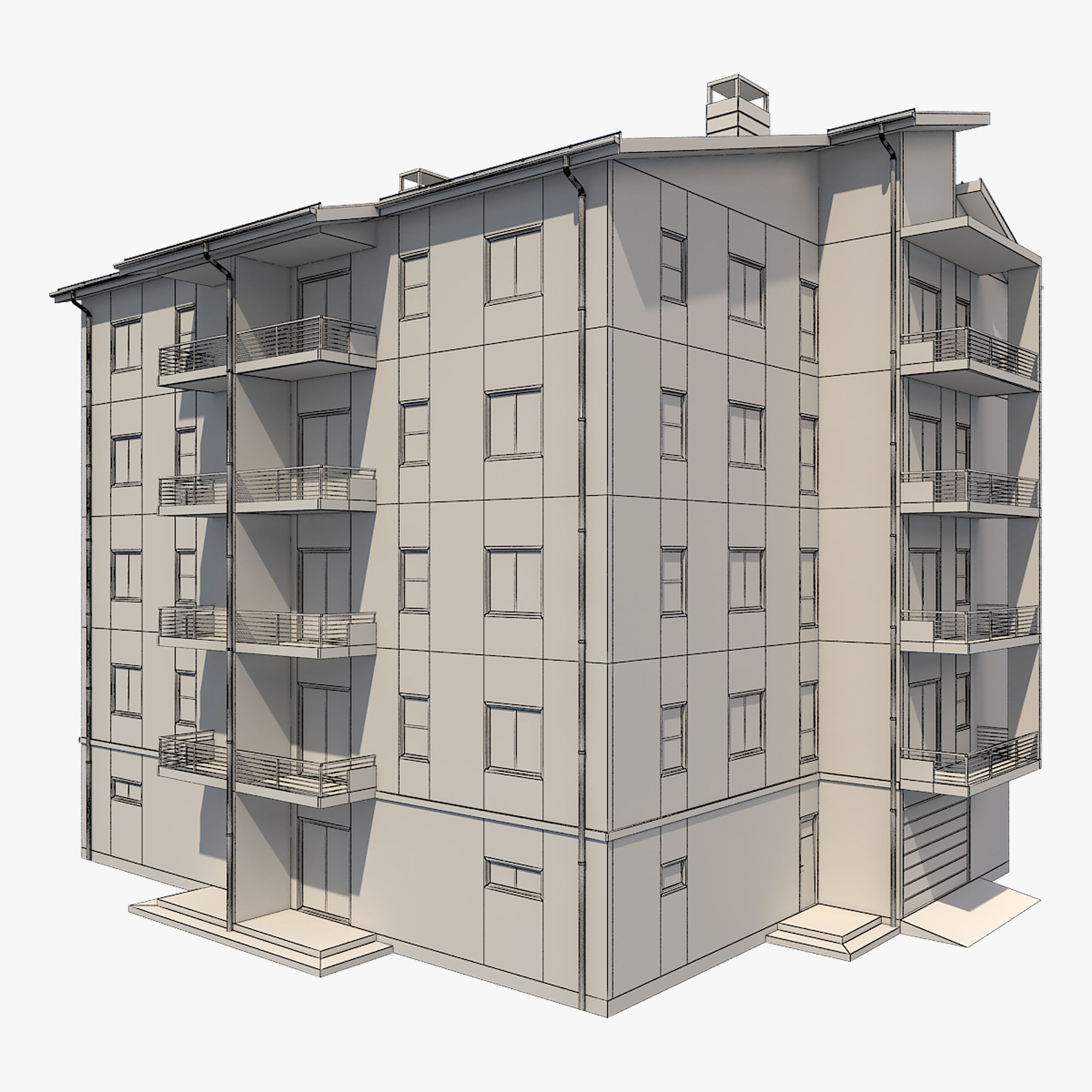Apartment Building 10 3D model_3