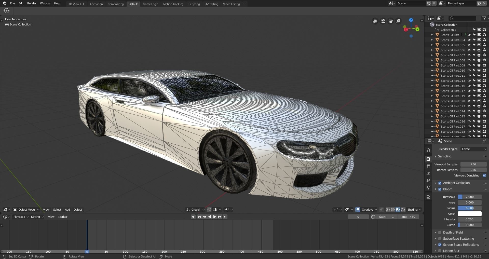 BLENDER EEVEE Brandless Sports GT shooting brake Low-poly 3D model_10
