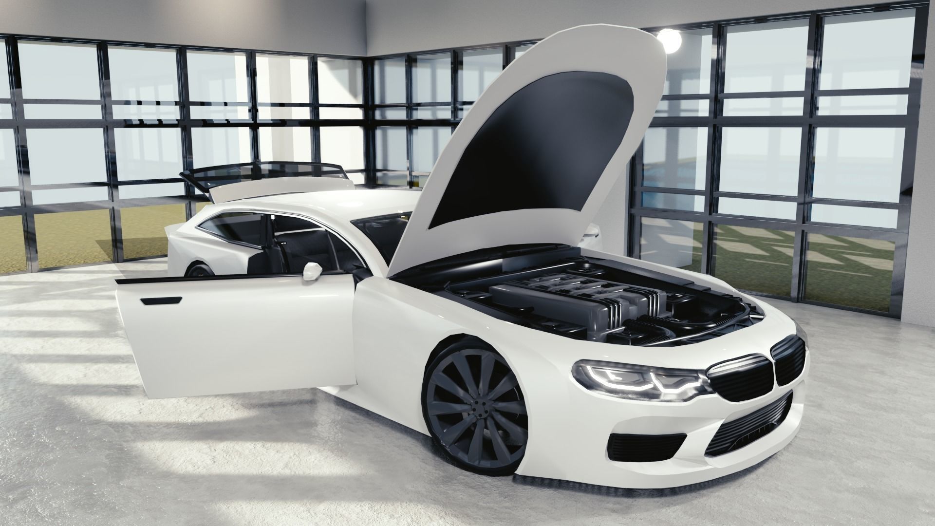 BLENDER EEVEE Brandless Sports GT shooting brake Low-poly 3D model_8