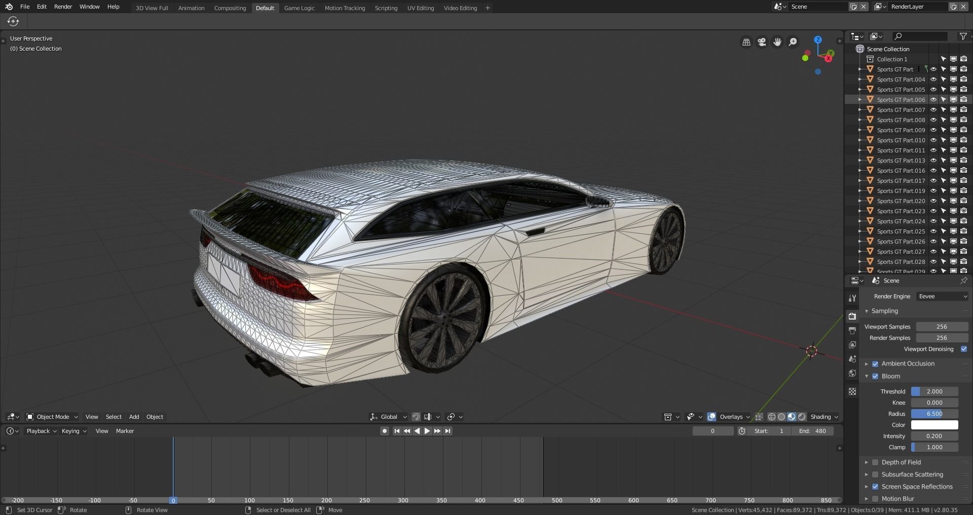 BLENDER EEVEE Brandless Sports GT shooting brake Low-poly 3D model_11