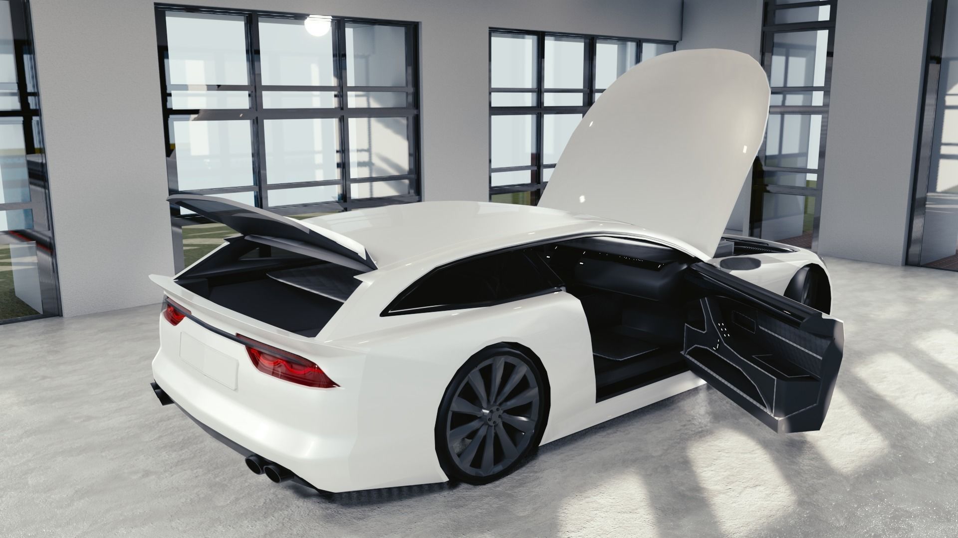 BLENDER EEVEE Brandless Sports GT shooting brake Low-poly 3D model_9