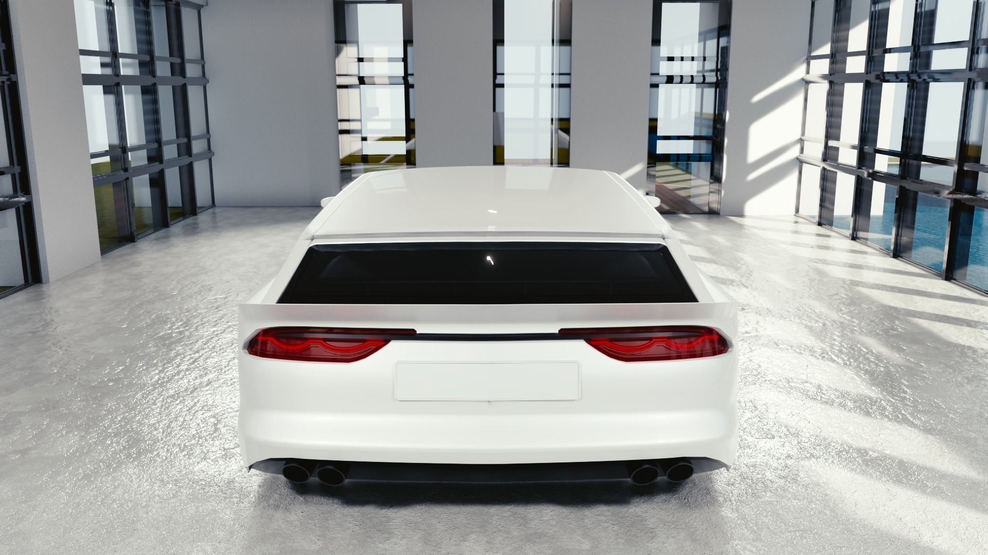 BLENDER EEVEE Brandless Sports GT shooting brake Low-poly 3D model_5