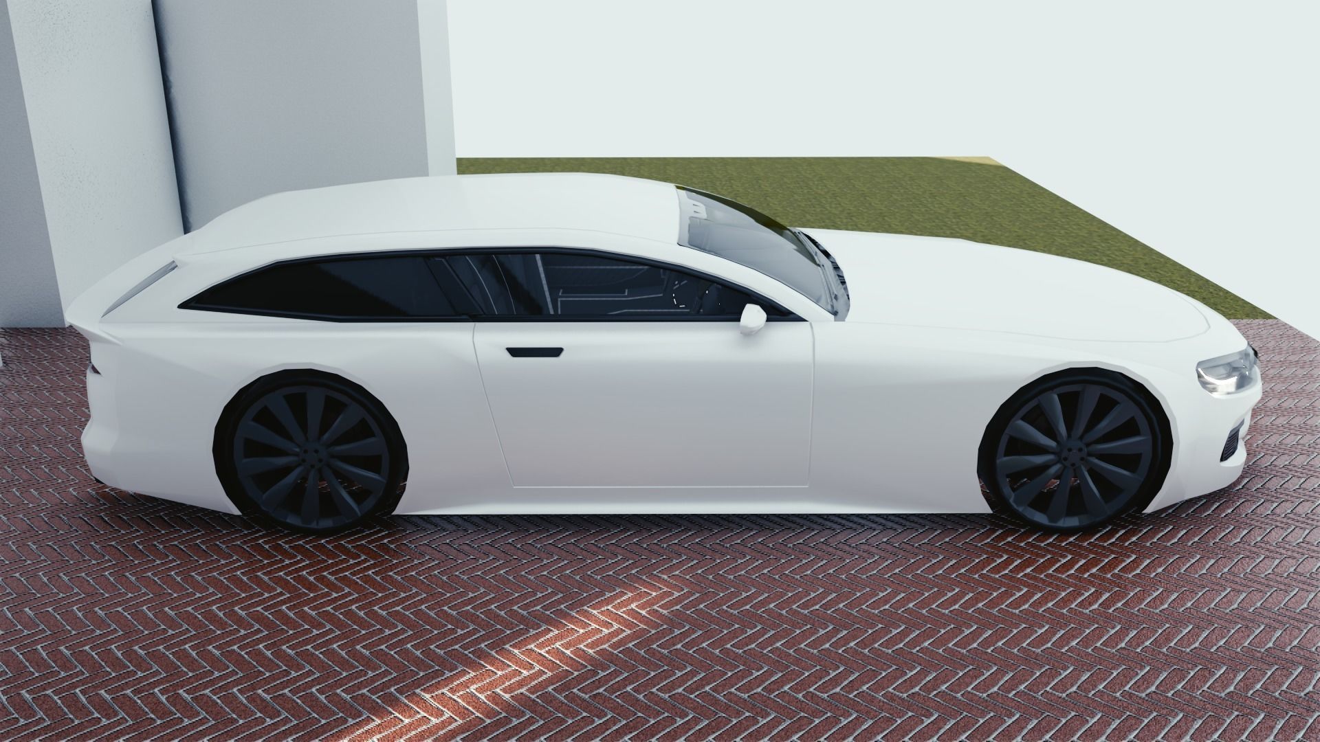 BLENDER EEVEE Brandless Sports GT shooting brake Low-poly 3D model_1