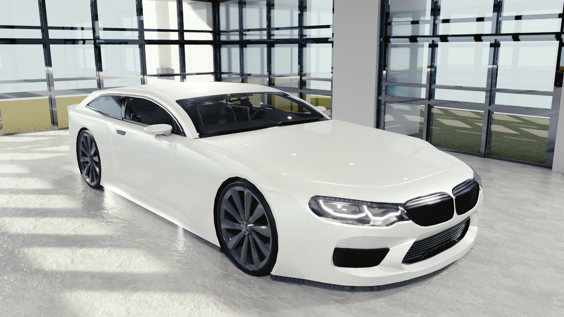 BLENDER EEVEE Brandless Sports GT shooting brake Low-poly 3D model_2