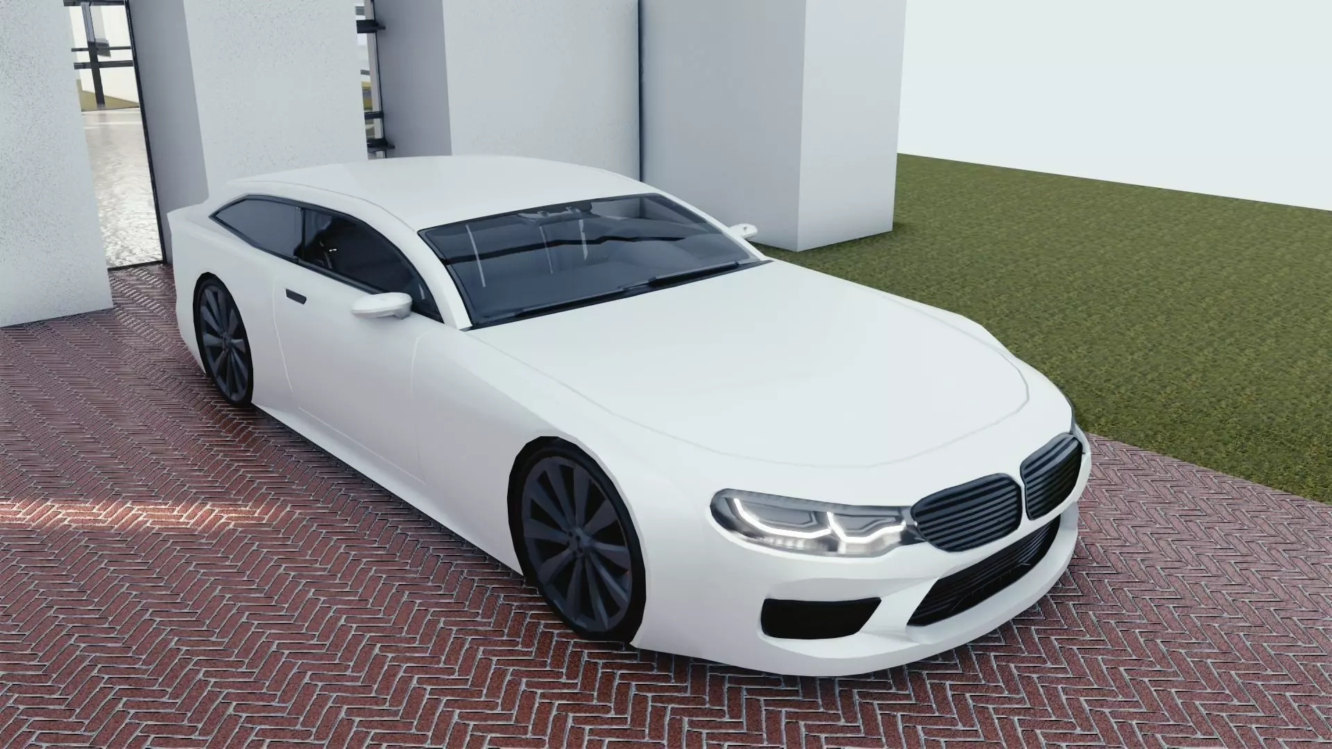 BLENDER EEVEE Brandless Sports GT shooting brake Low-poly 3D model_0
