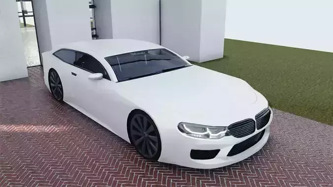 BLENDER EEVEE Brandless Sports GT shooting brake Low-poly 3D model