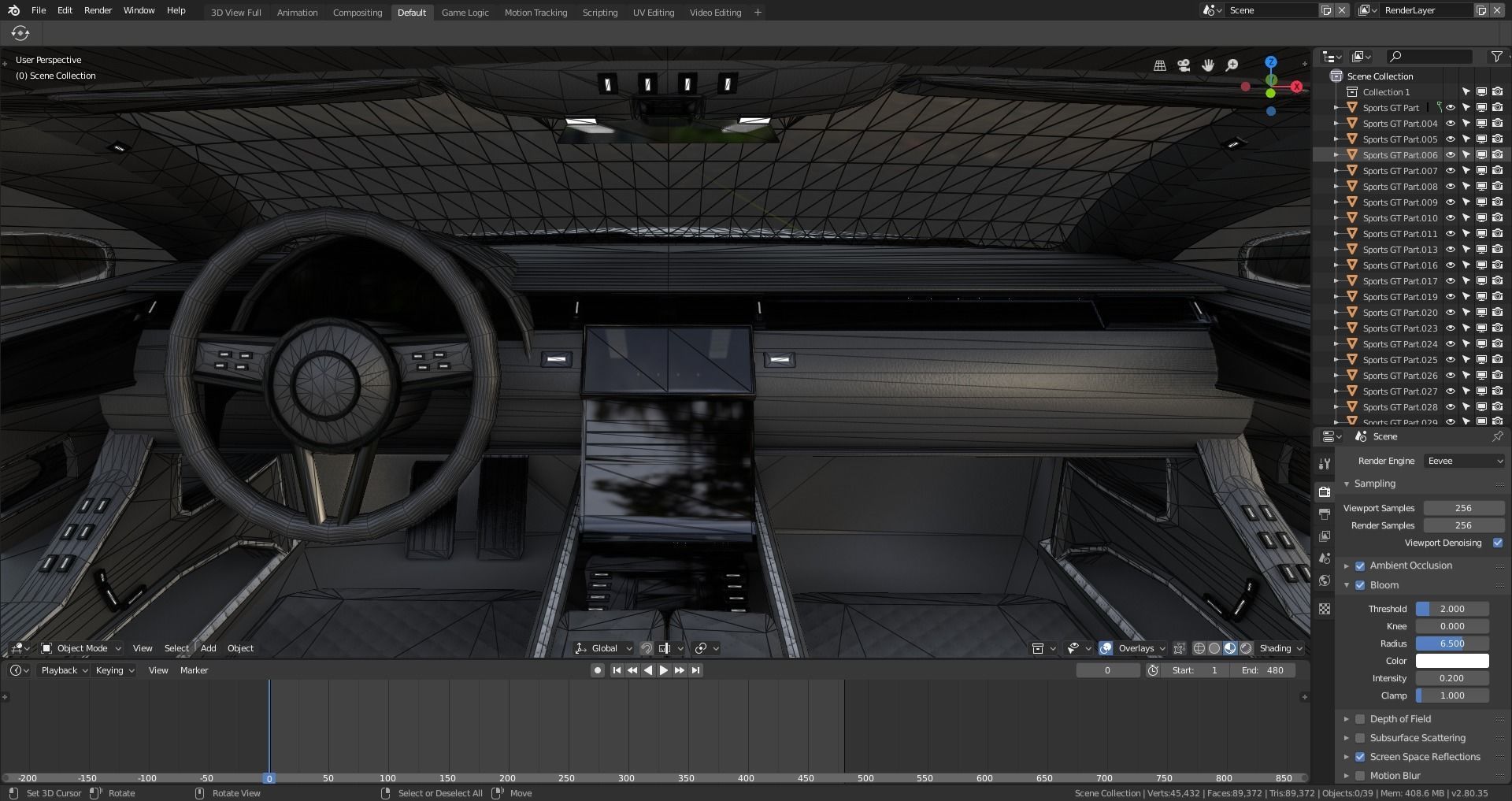 BLENDER EEVEE Brandless Sports GT shooting brake Low-poly 3D model_12