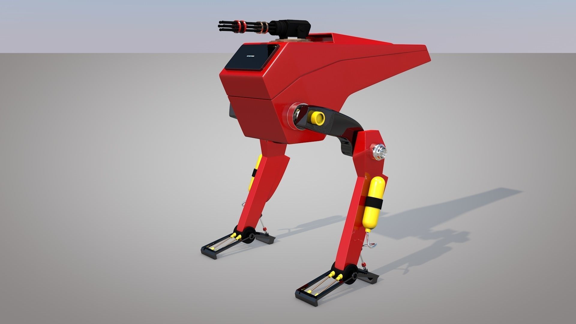 Science Fiction Two Leg Assault Mech Robot Drone 3D Model Low-poly 3D model_1