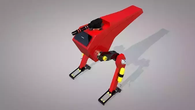 Science Fiction Two Leg Assault Mech Robot Drone 3D Model