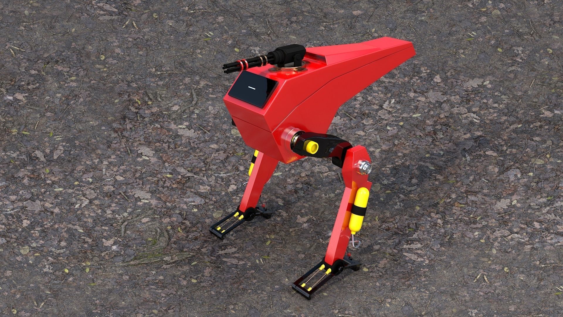 Science Fiction Two Leg Assault Mech Robot Drone 3D Model Low-poly 3D model_2