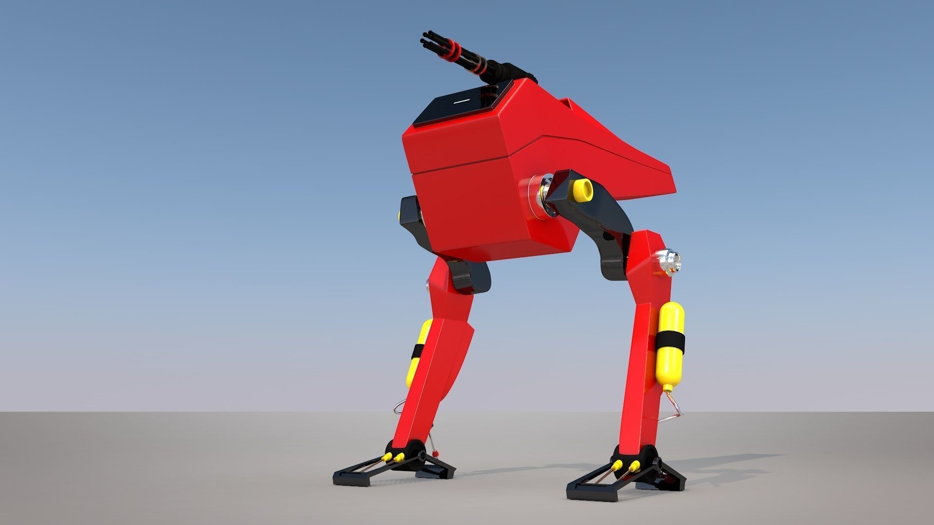 Science Fiction Two Leg Assault Mech Robot Drone 3D Model Low-poly 3D model_6
