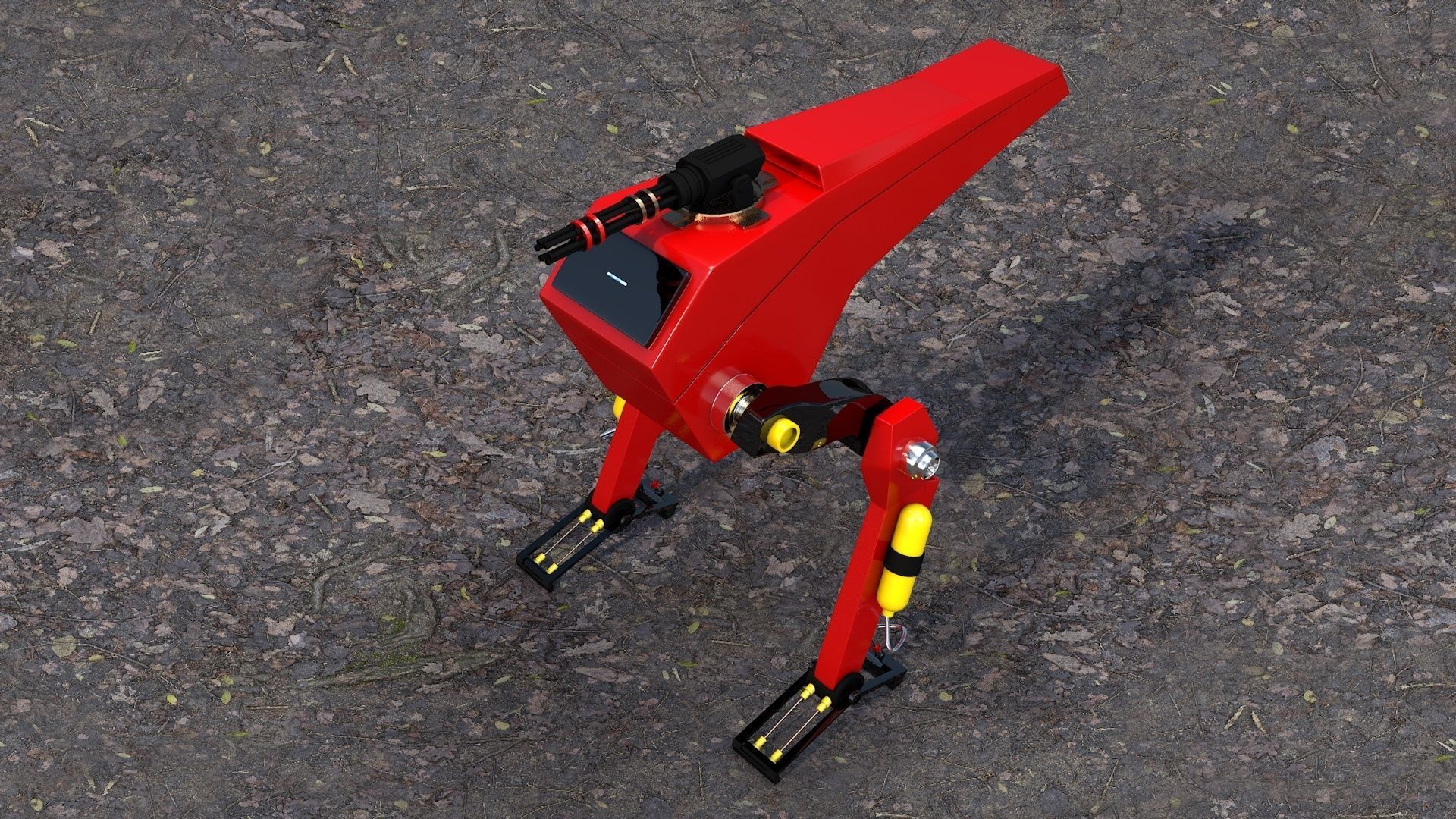 Science Fiction Two Leg Assault Mech Robot Drone 3D Model Low-poly 3D model_3