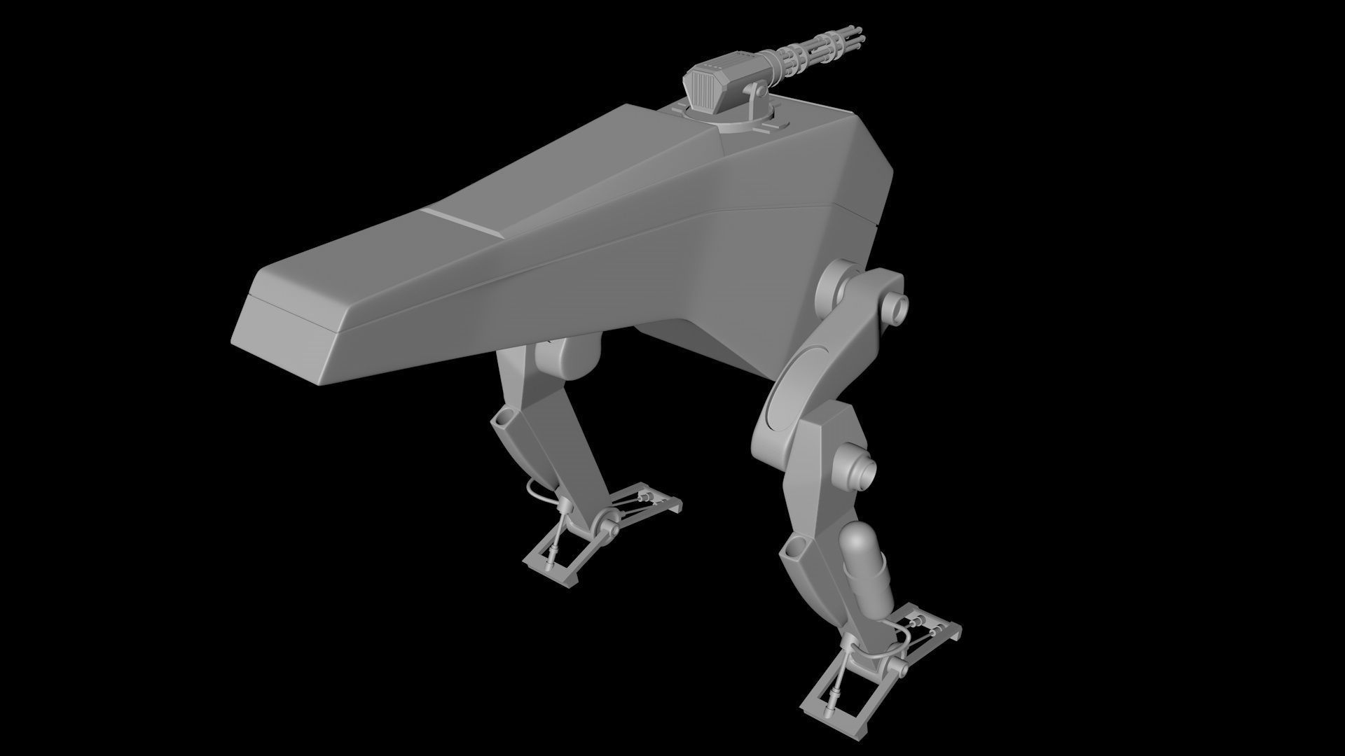 Science Fiction Two Leg Assault Mech Robot Drone 3D Model Low-poly 3D model_11