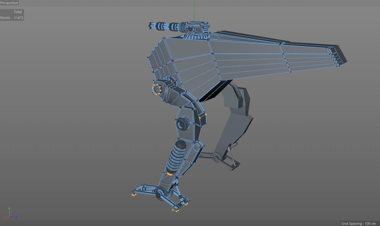 Science Fiction Two Leg Assault Mech Robot Drone 3D Model Low-poly 3D model_8