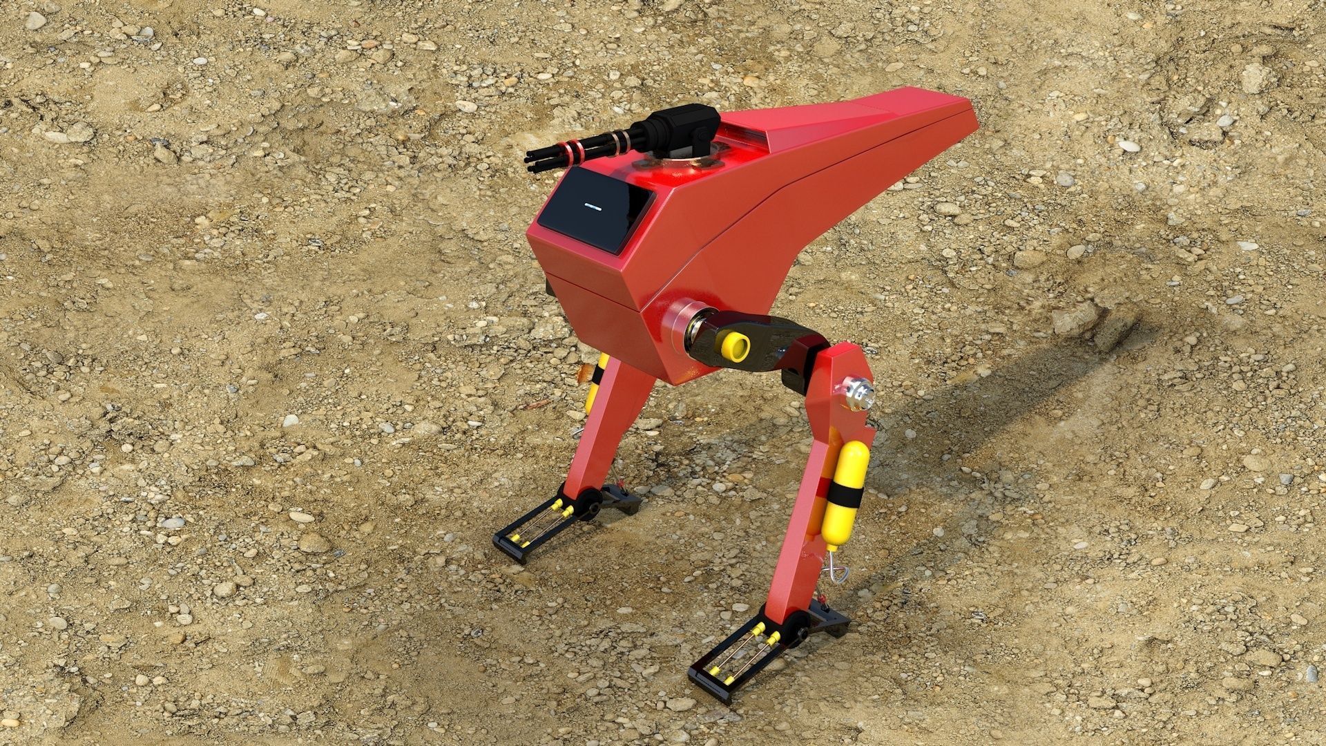 Science Fiction Two Leg Assault Mech Robot Drone 3D Model Low-poly 3D model_4