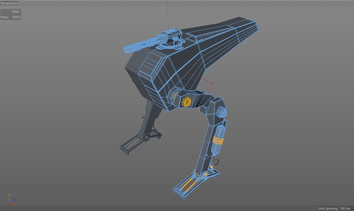 Science Fiction Two Leg Assault Mech Robot Drone 3D Model Low-poly 3D model_7