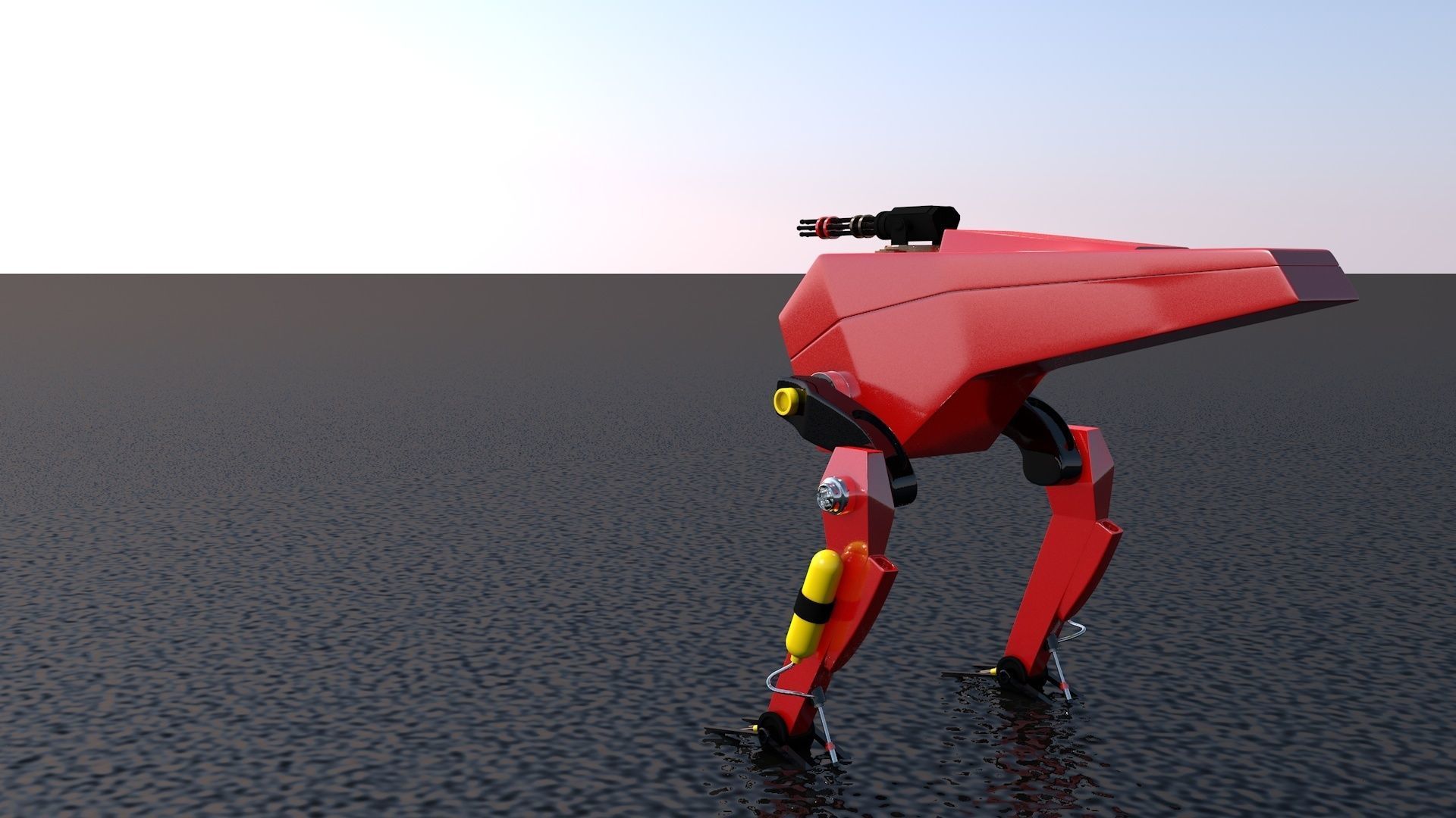 Science Fiction Two Leg Assault Mech Robot Drone 3D Model Low-poly 3D model_5
