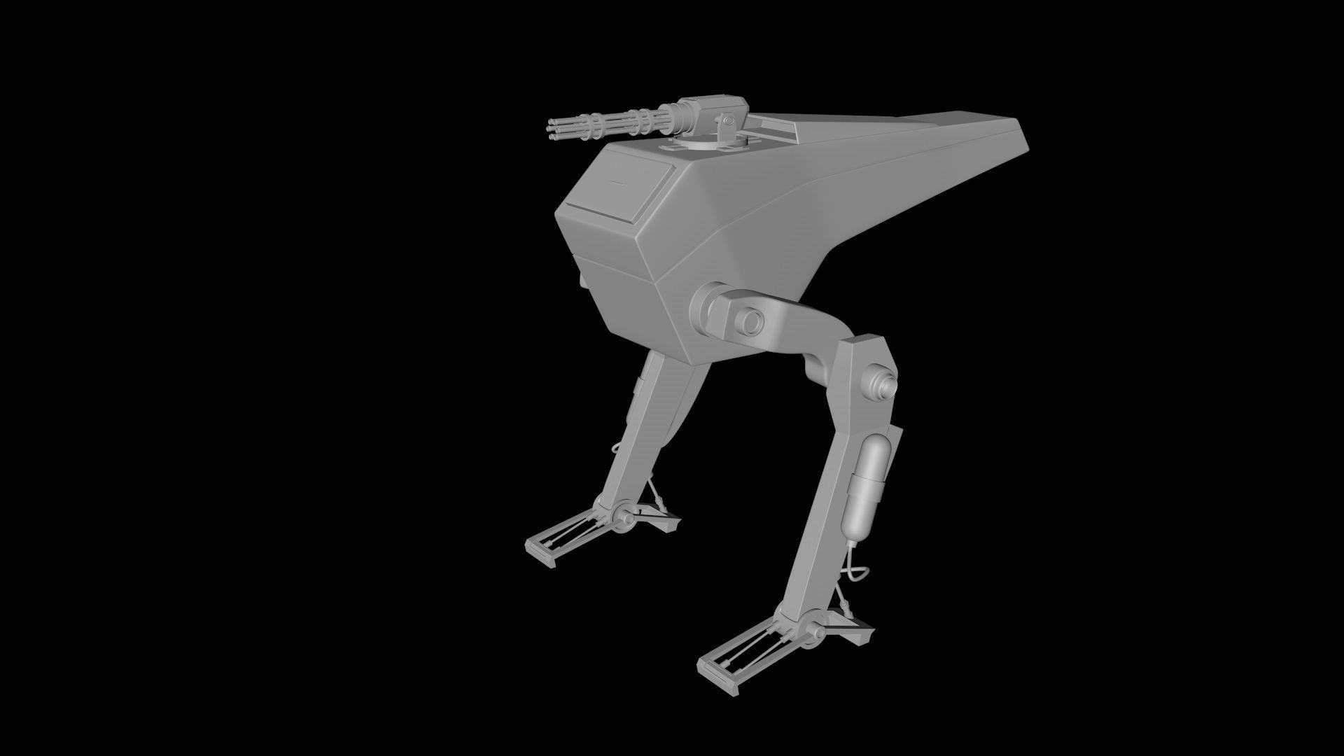 Science Fiction Two Leg Assault Mech Robot Drone 3D Model Low-poly 3D model_9