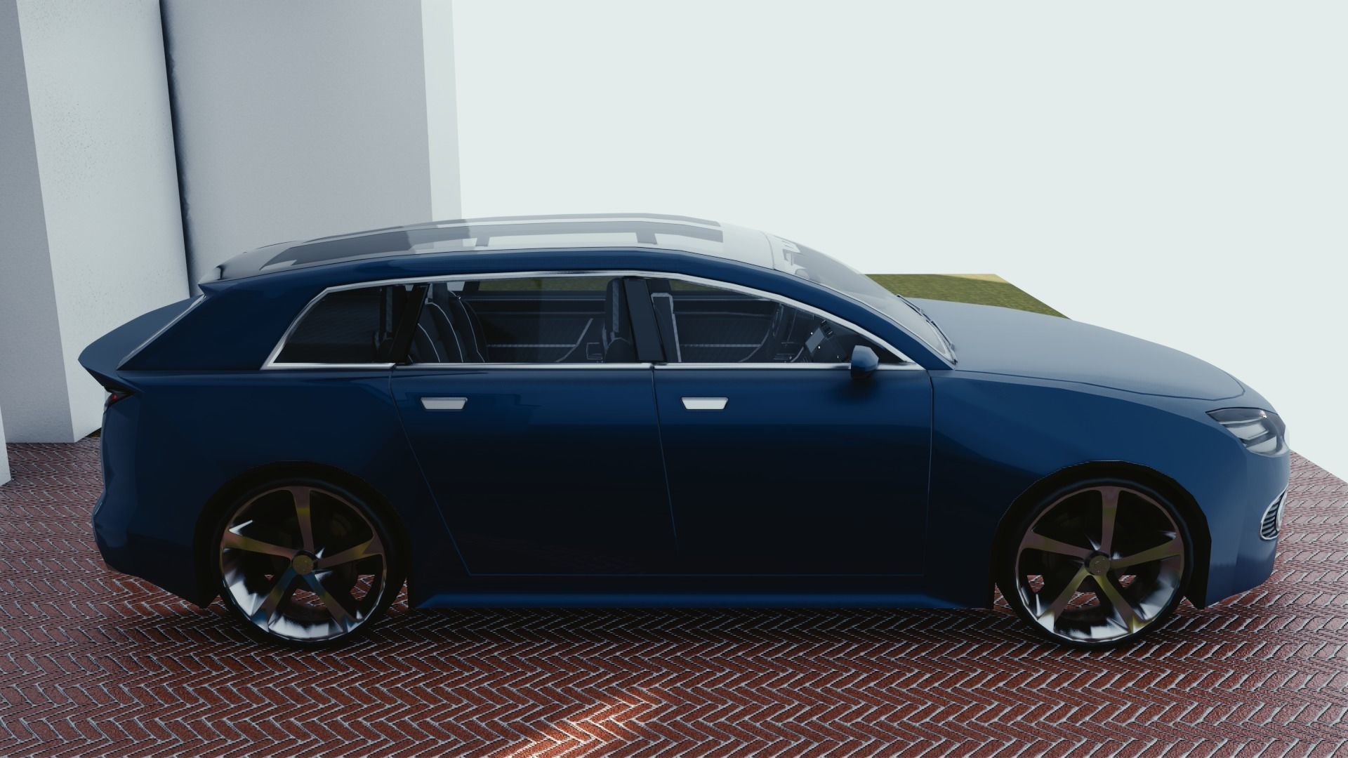 BLENDER EEVEE Brandless Mid Size 4 door suv Low-poly 3D model_1