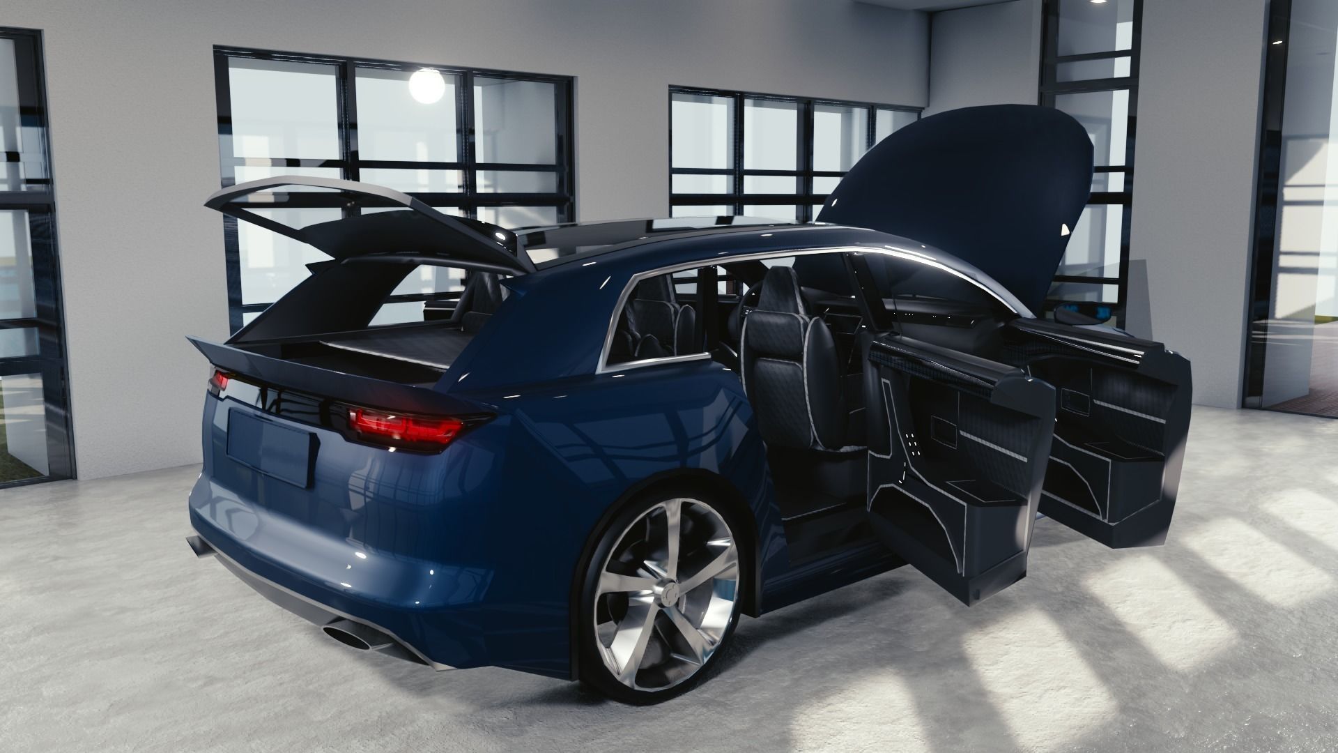 BLENDER EEVEE Brandless Mid Size 4 door suv Low-poly 3D model_11