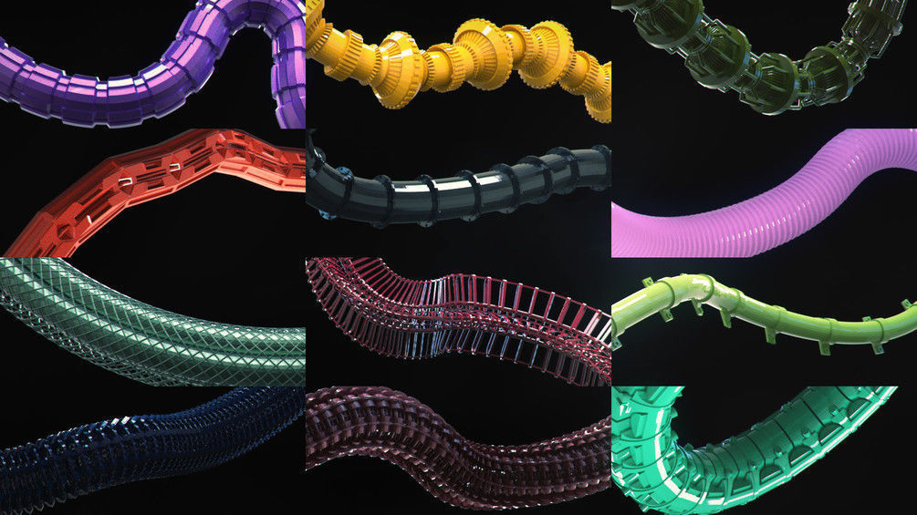 Sci-Fi Tubes Hoses and Cables 100 Pieces Low-poly 3D model_4