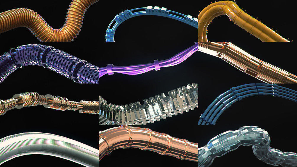 Sci-Fi Tubes Hoses and Cables 100 Pieces Low-poly 3D model_3