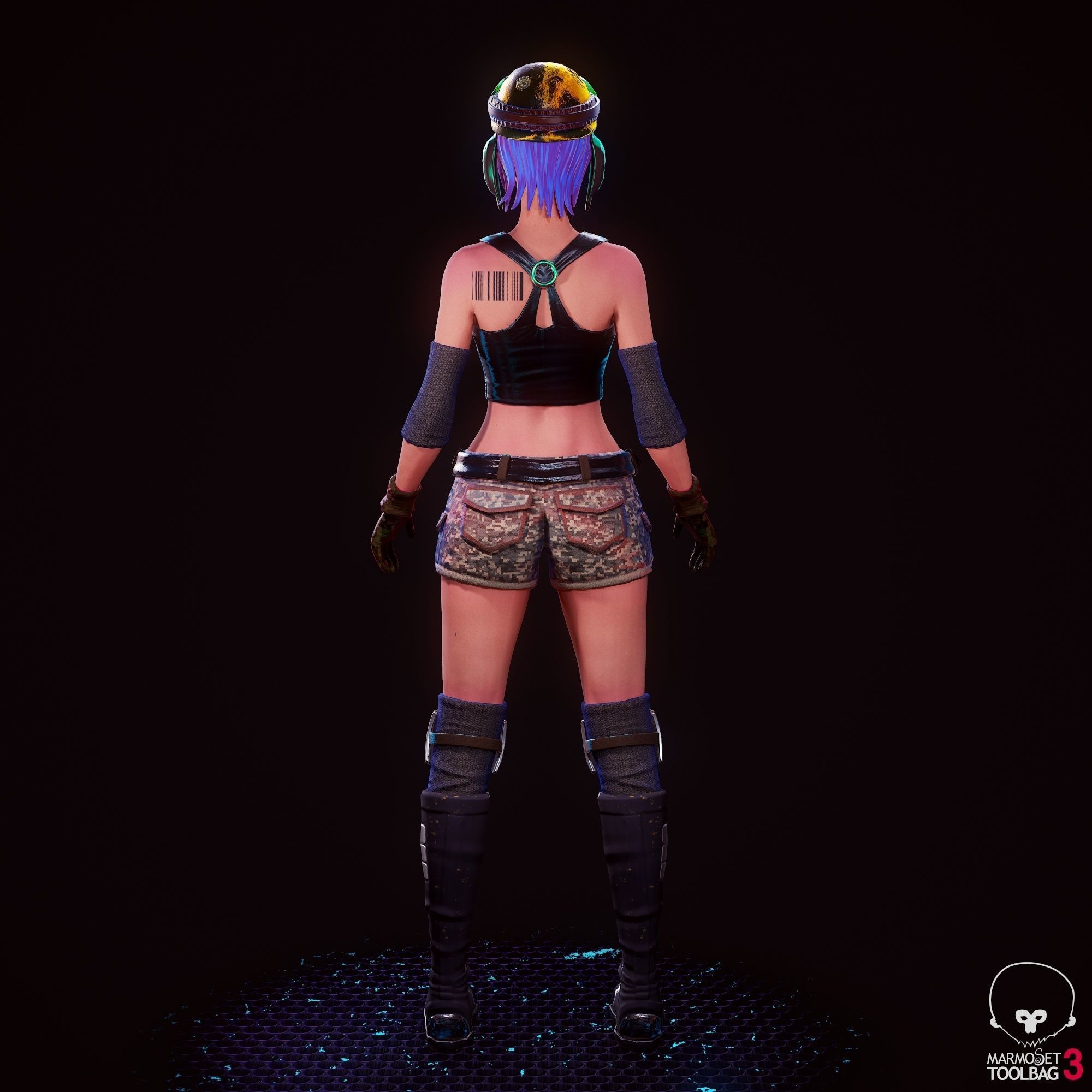 Girl 3D Model woman with hair and shorts Low-poly 3D model_15
