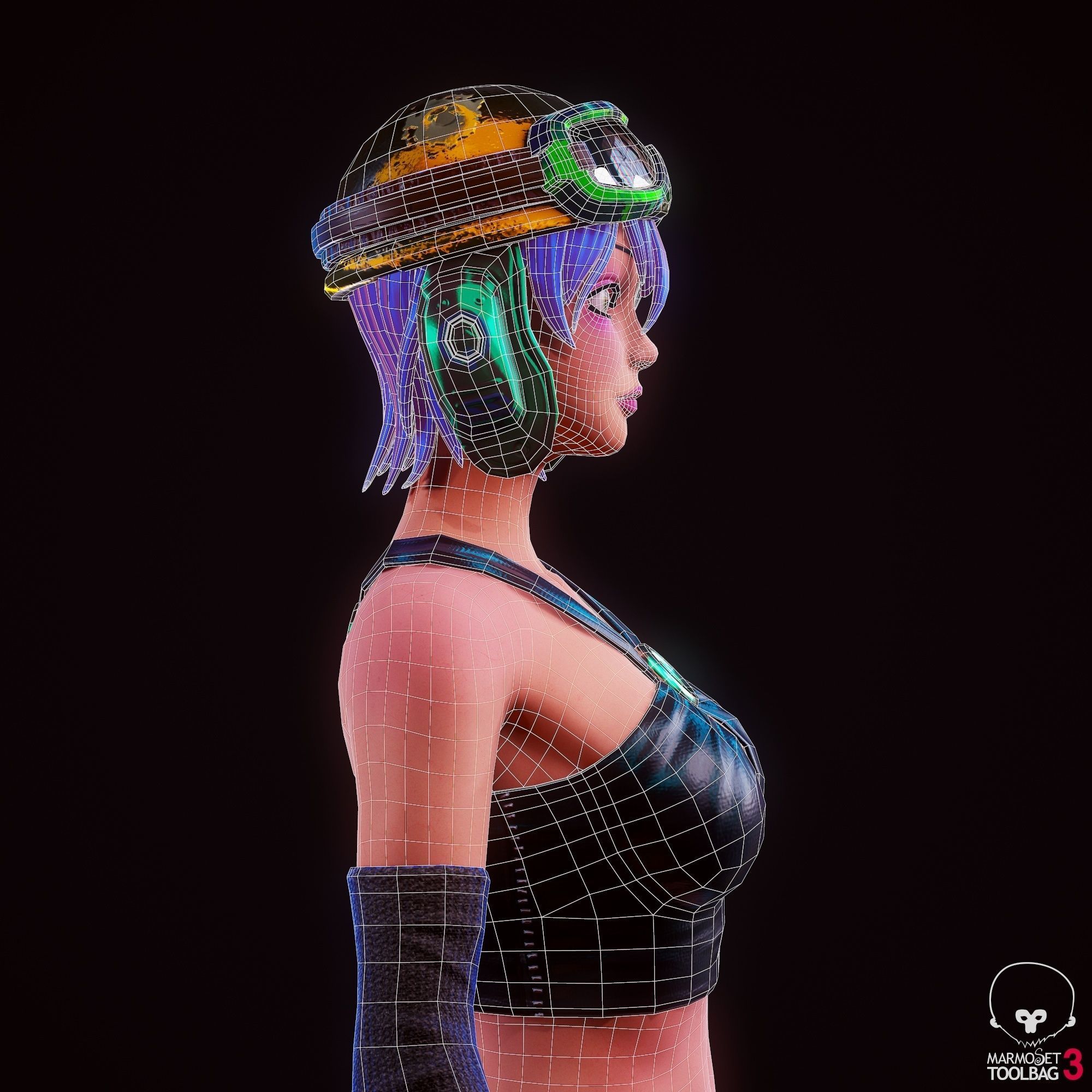 Girl 3D Model woman with hair and shorts Low-poly 3D model_4