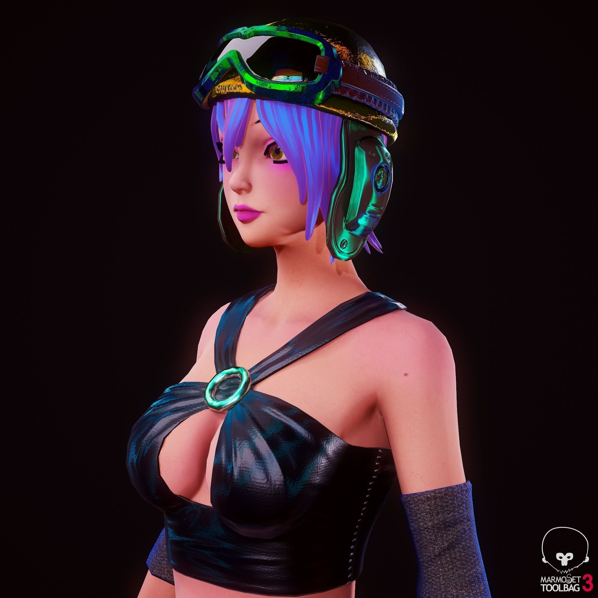 Girl 3D Model woman with hair and shorts Low-poly 3D model_7