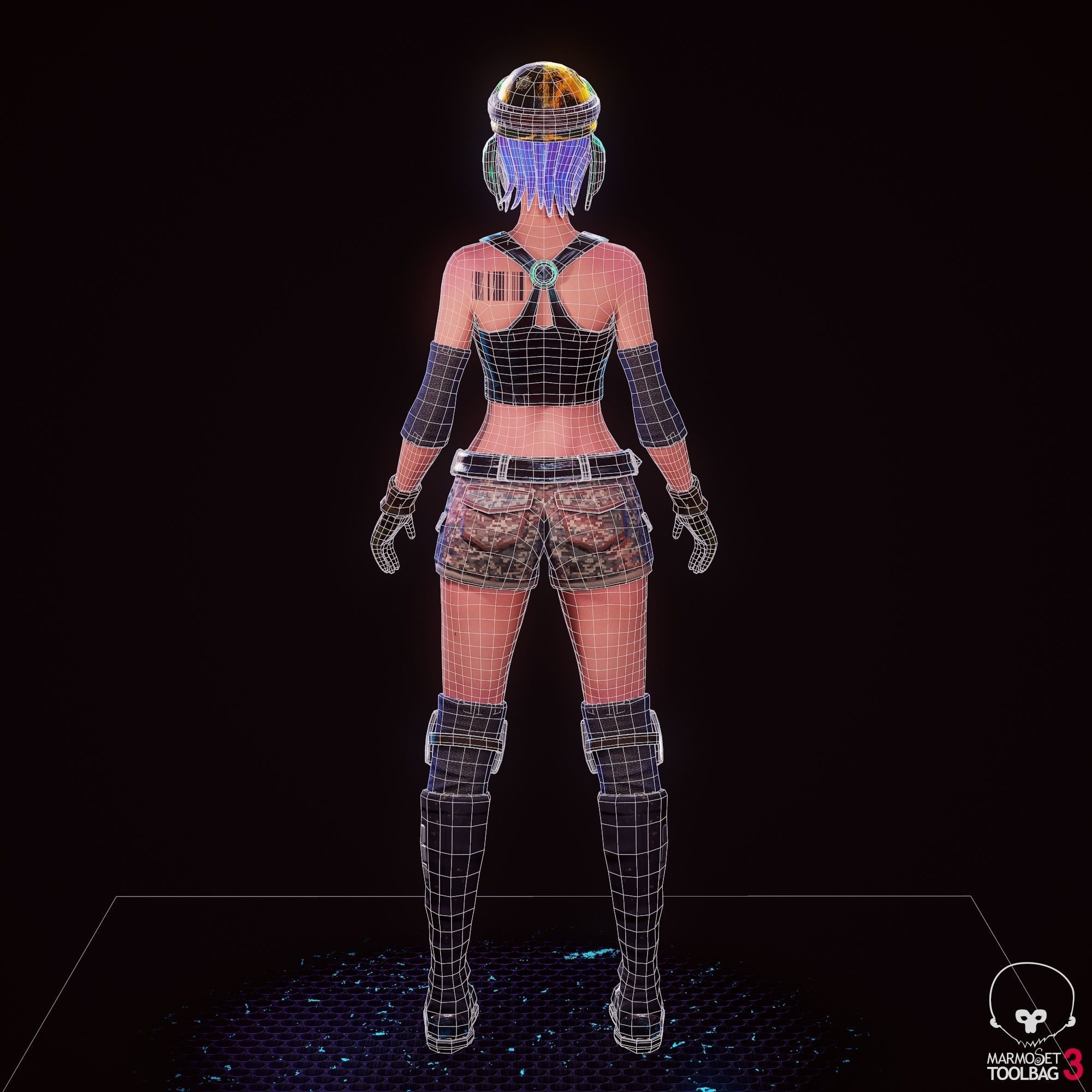 Girl 3D Model woman with hair and shorts Low-poly 3D model_16