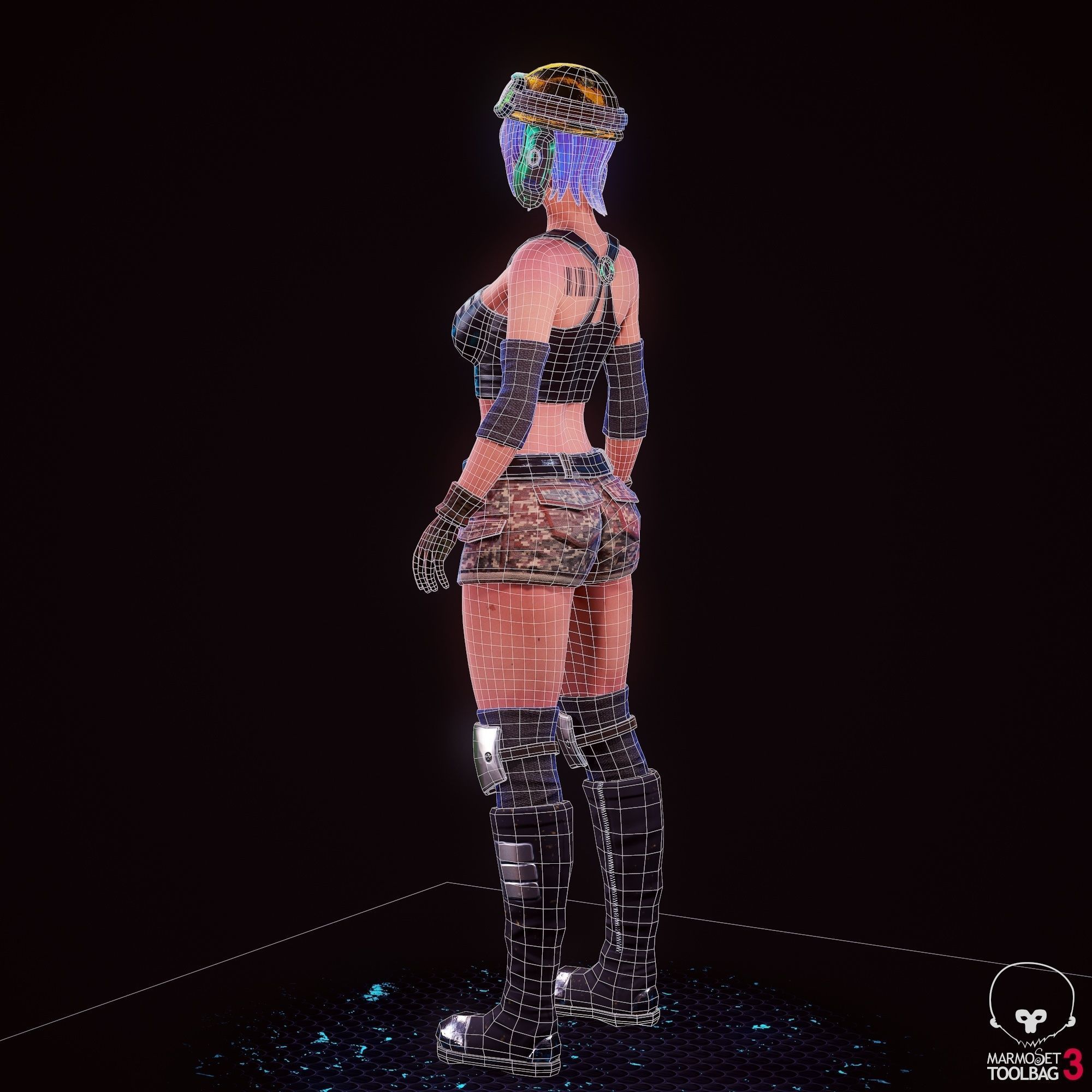 Girl 3D Model woman with hair and shorts Low-poly 3D model_18