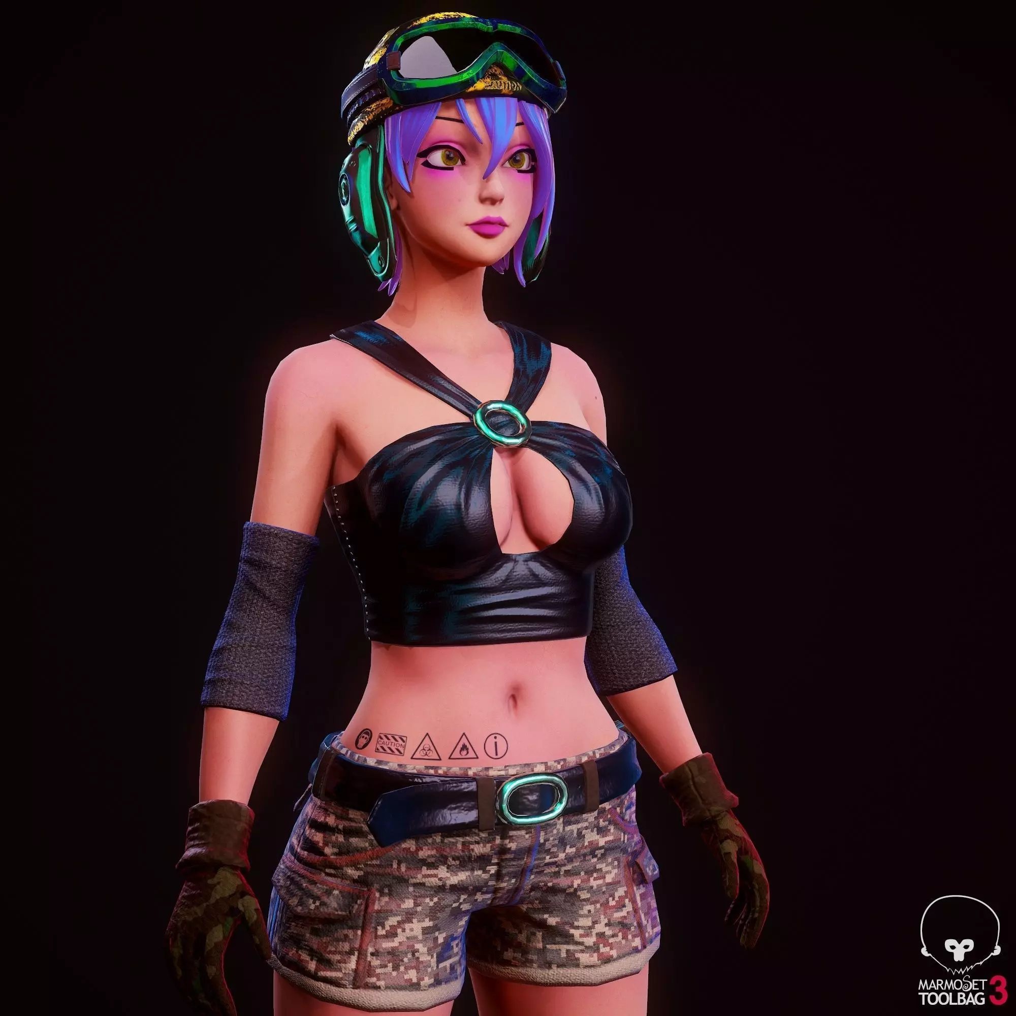 Girl 3D Model woman with hair and shorts Low-poly 3D model_0