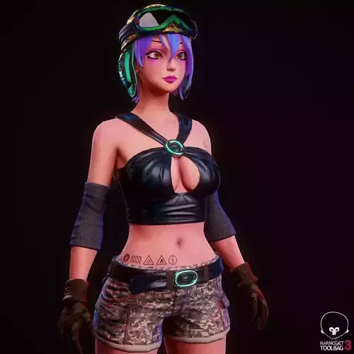 Girl 3D Model woman with hair and shorts Low-poly 3D model