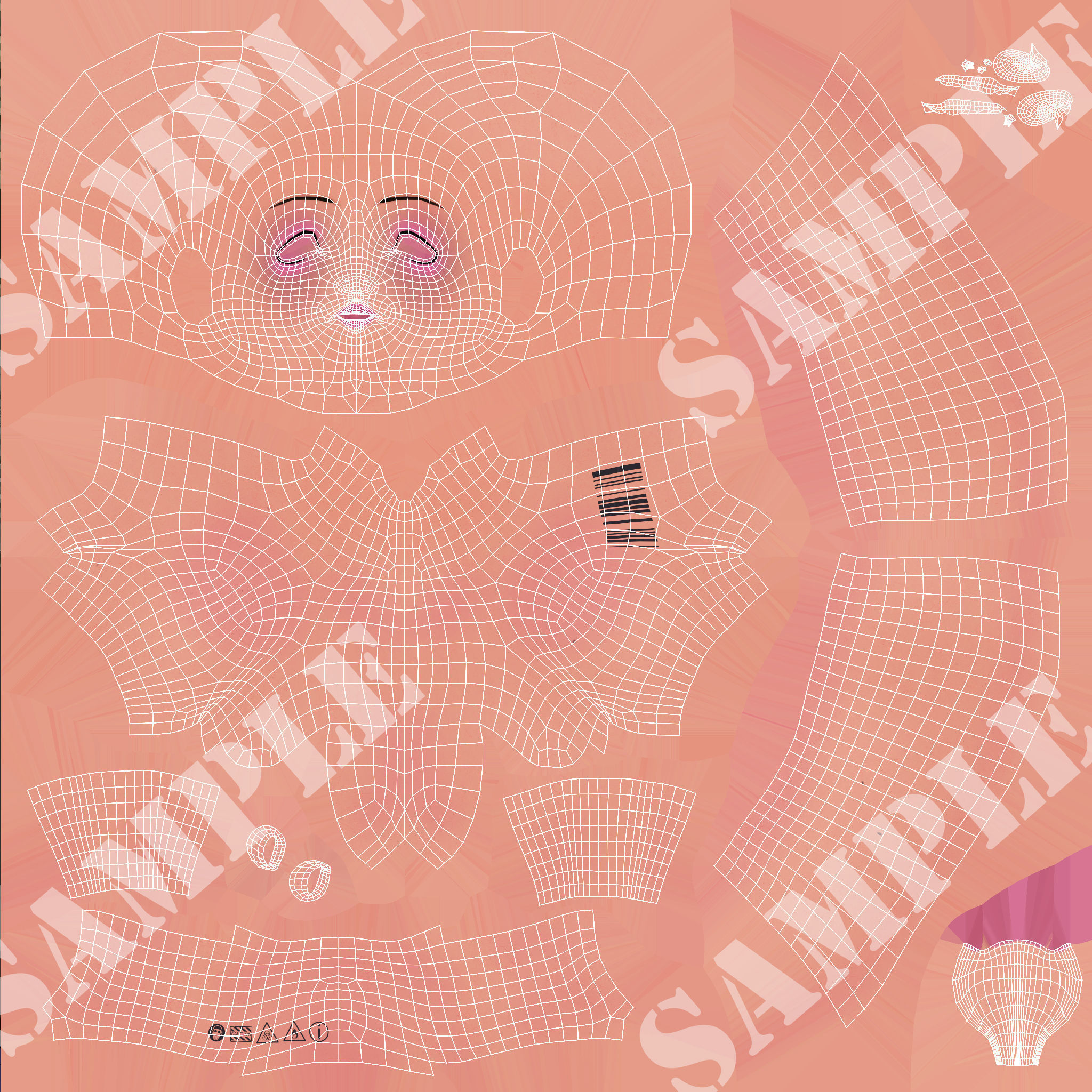 Girl 3D Model woman with hair and shorts Low-poly 3D model_30