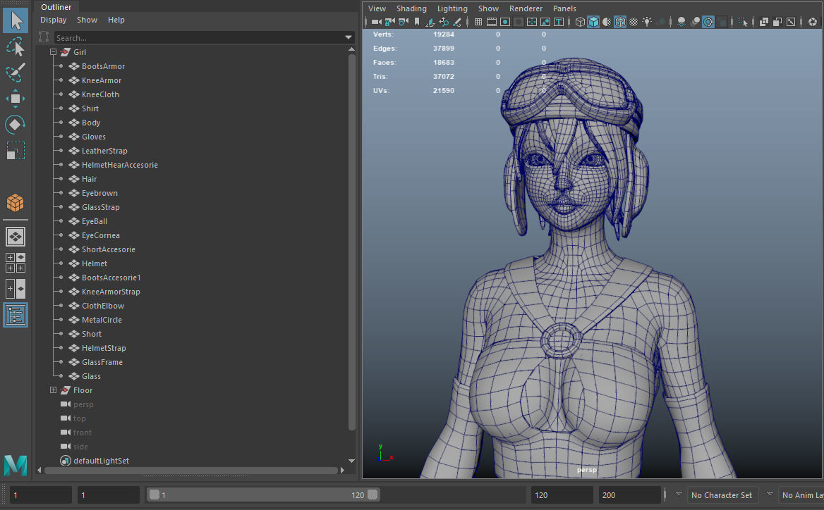 Girl 3D Model woman with hair and shorts Low-poly 3D model_26