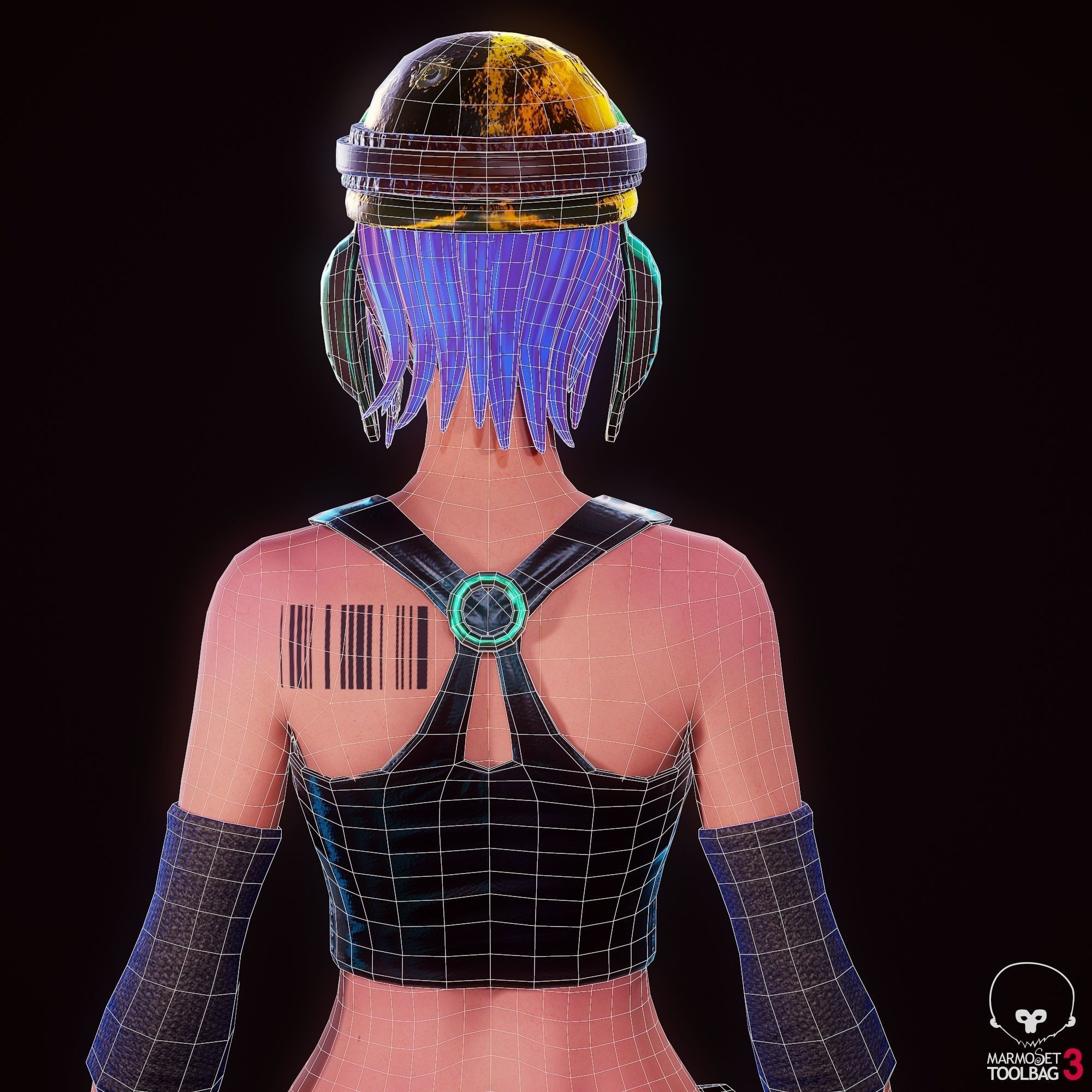 Girl 3D Model woman with hair and shorts Low-poly 3D model_6