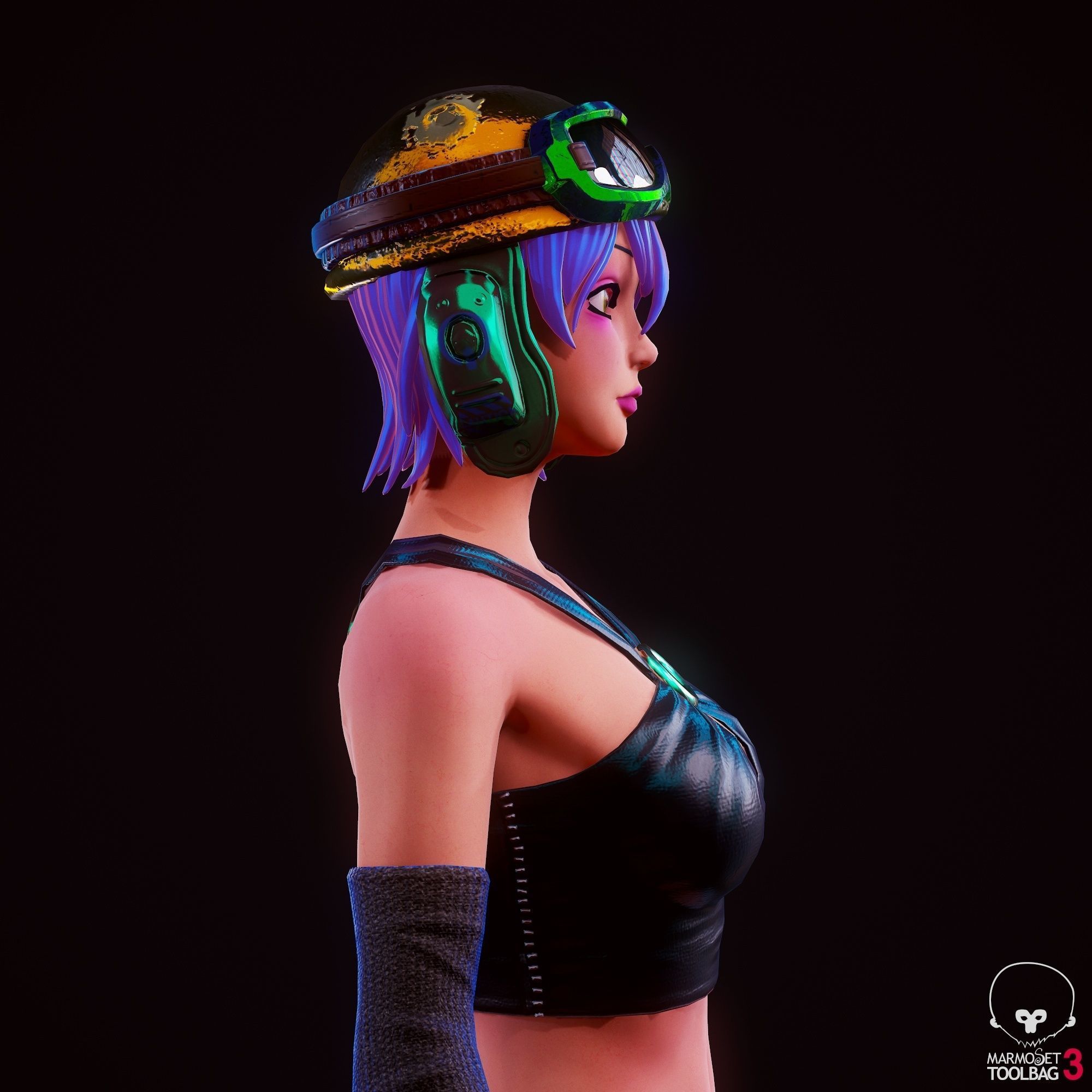 Girl 3D Model woman with hair and shorts Low-poly 3D model_3