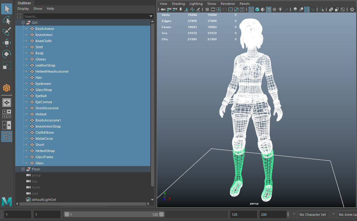 Girl 3D Model woman with hair and shorts Low-poly 3D model_25