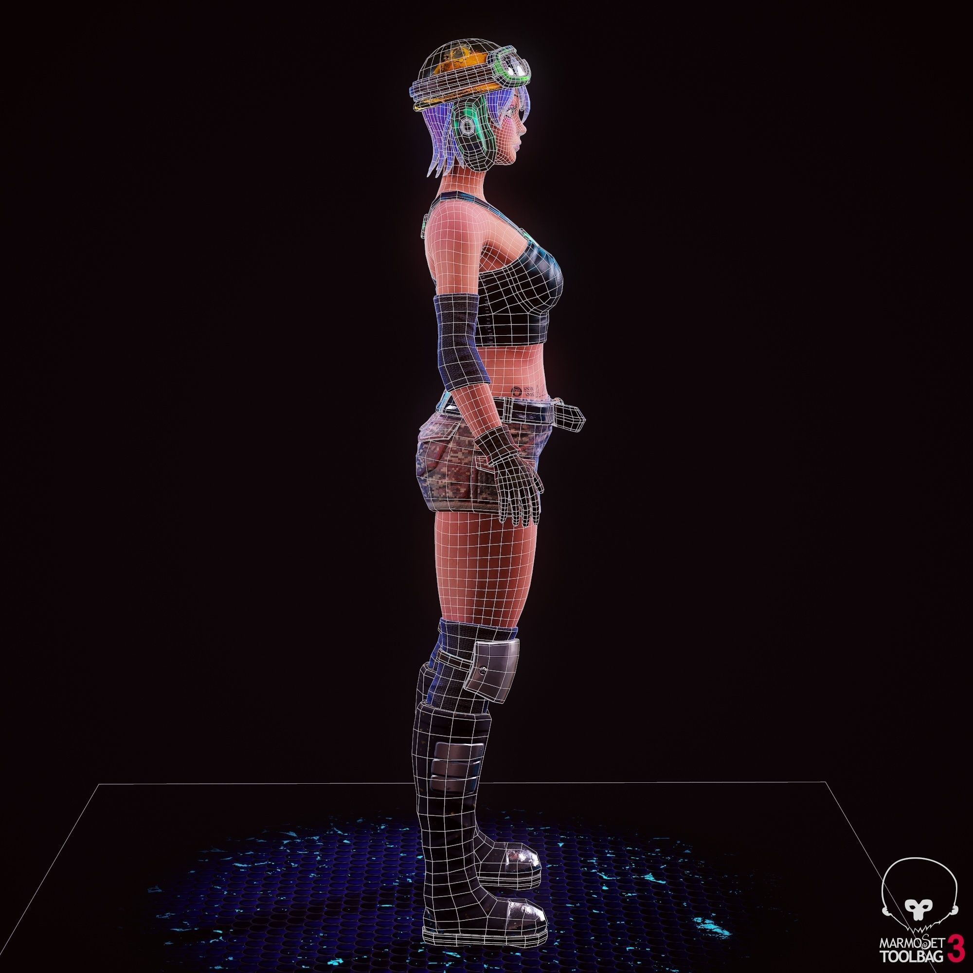 Girl 3D Model woman with hair and shorts Low-poly 3D model_14