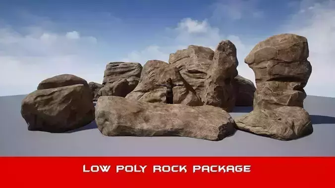 Realistic Big  Brown Rock Pack V1 - Low Poly 3D Model Low-poly 3D model