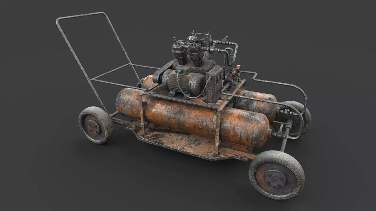 Rusted machinery device 3D model_0