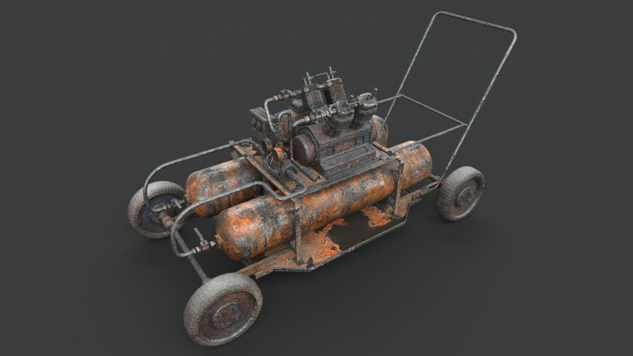 Rusted machinery device 3D model_4