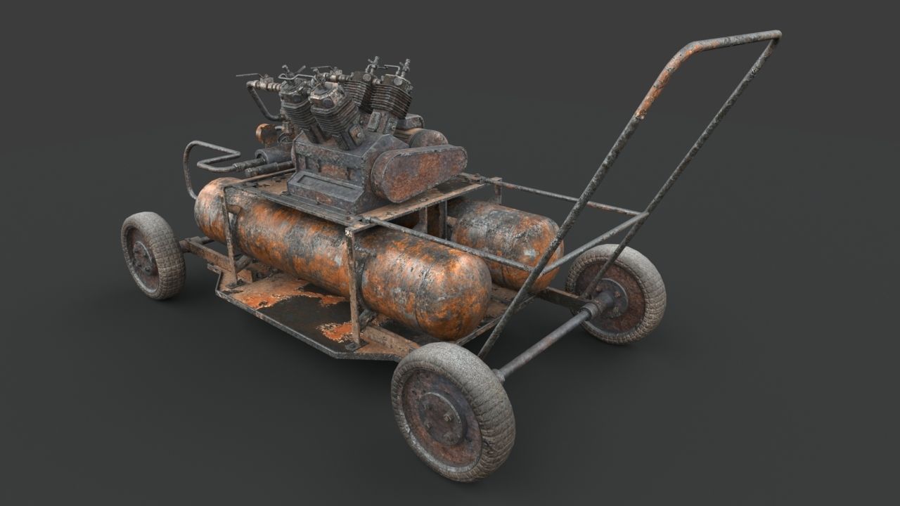 Rusted machinery device 3D model_6