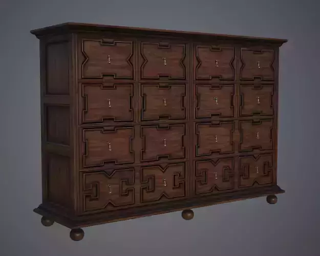 Luxury Wooden Cabinet - Lowpoly PBR
