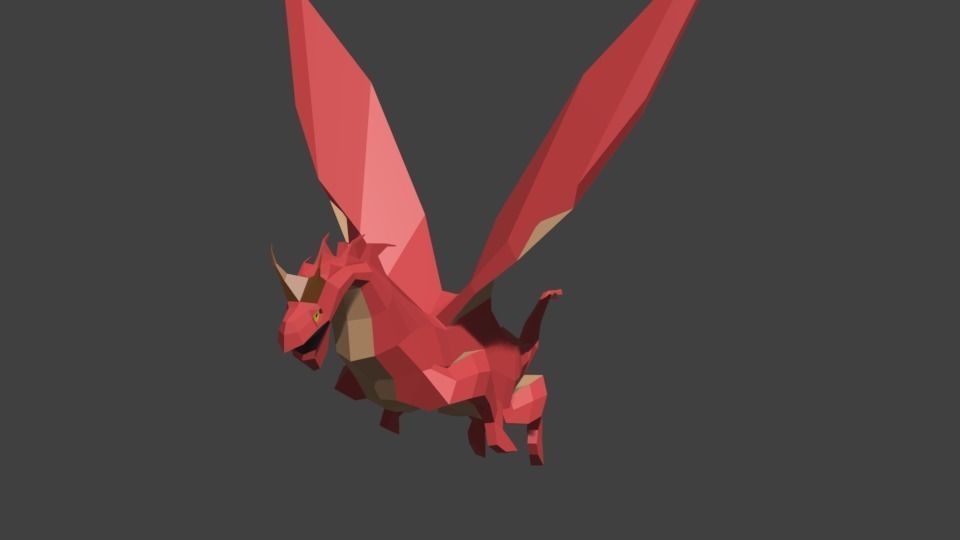 dragon low-poly origami 3D model_3