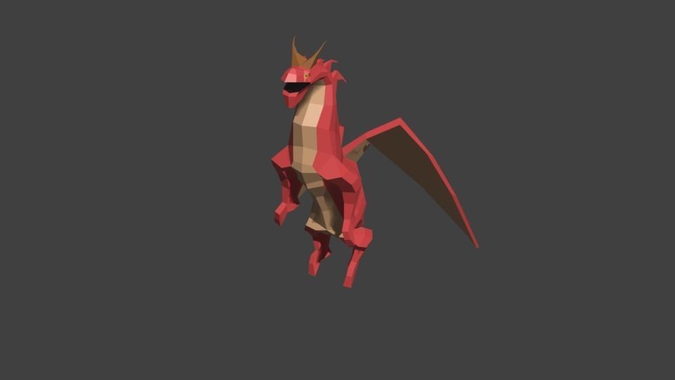 dragon low-poly origami 3D model_2