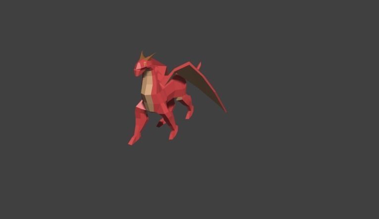 dragon low-poly origami 3D model_4