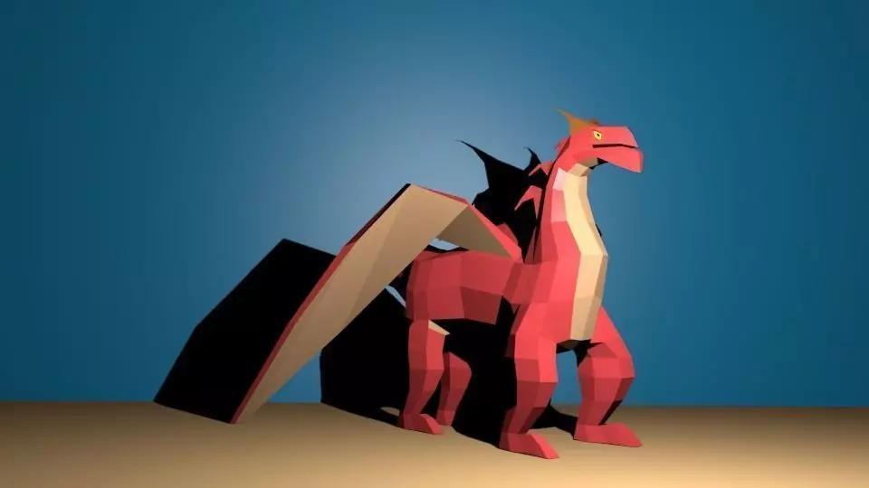 dragon low-poly origami 3D model_0