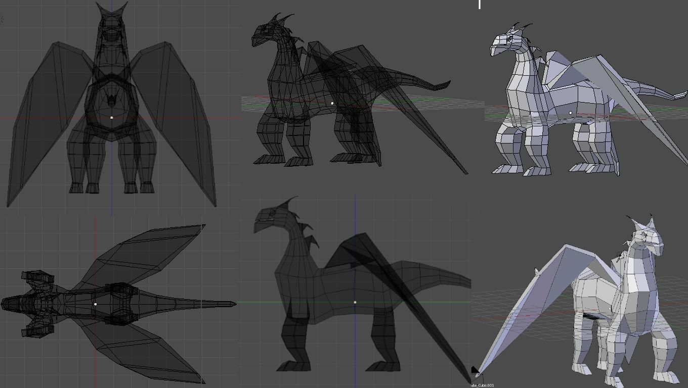 dragon low-poly origami 3D model_5